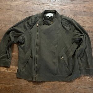 Lauren Ralph Lauren Olive Green Asymmetric Zip Shirt Jacket